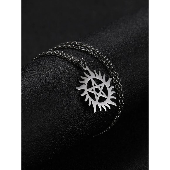 Supernatural - Anti-Possession Symbol Pendant, Stainless Steel Necklace - Picture 4 of 9